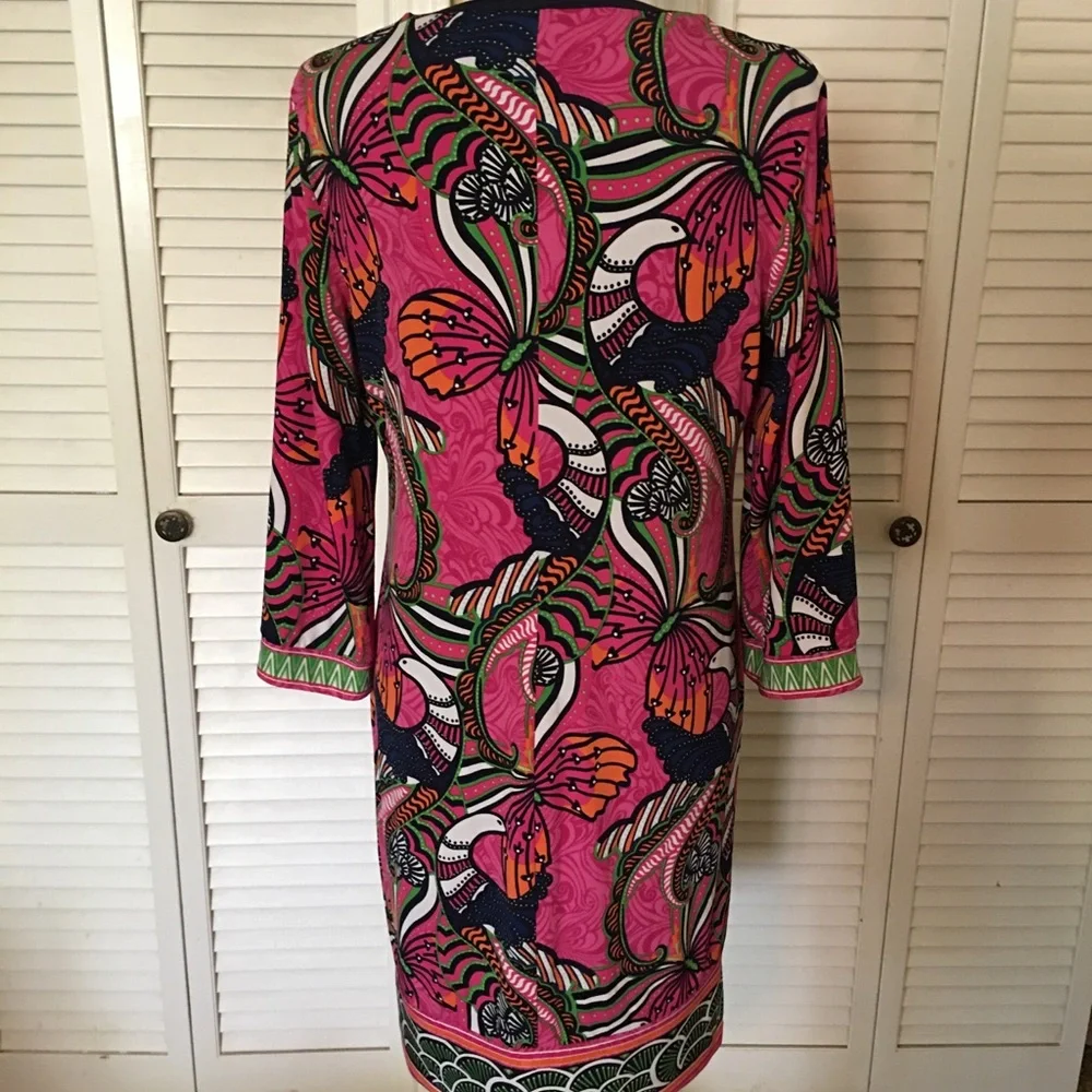 Laundry by Shelli Segal Pink Bird Print Dress Size 8